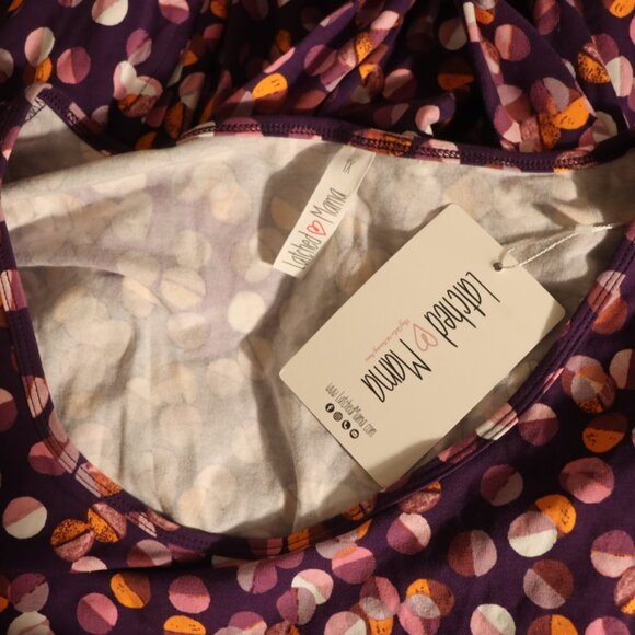 Latched Mama tank nursing desss, purple dress with pink orange circles, 4X NWT - Picture 9 of 11